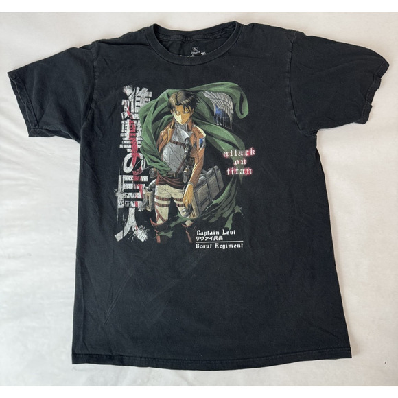 Attack on Titan Captain Levi Anime Manga Black Graphic T-Shirt Streetwear Medium - Picture 1 of 6